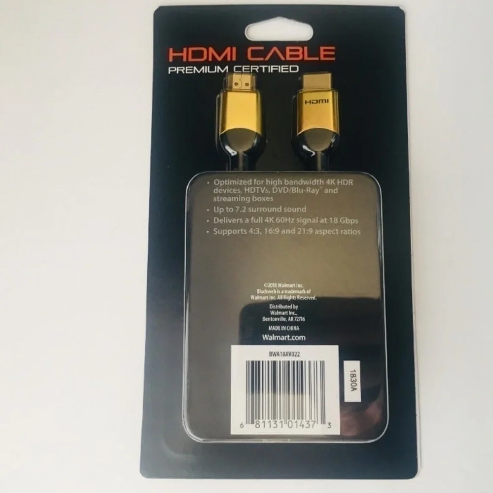 Blackweb Gold HDMI Cable 6ft